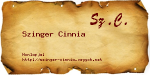 Szinger Cinnia névjegykártya